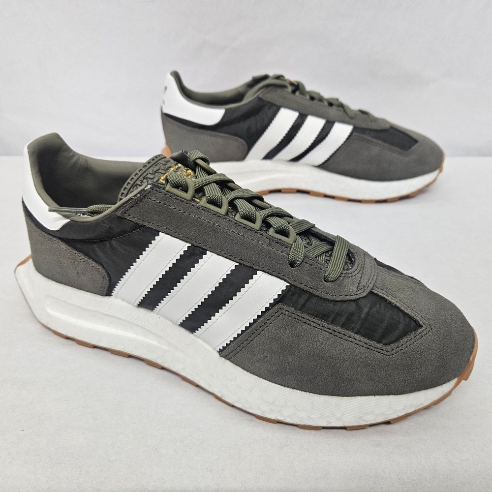 Adidas Retropy E5 Casual Sneakers H03854 Olive White Gray Boost Mens Size 9.5